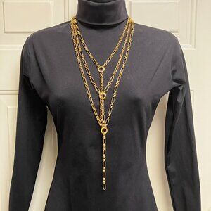 18k Real Gold Plated over Brass Y Lariat Paper Clip 18 inch Chain Shortest One